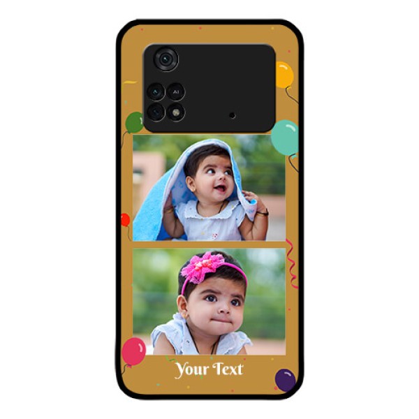 Poco M4 Pro 4G Personalized Glass Phone Case - Image Holder with Birthday Celebrations Design Poco M4 Pro 4G Personalized Glass Phone Case - Image Holder with Birthday Celebrations Design