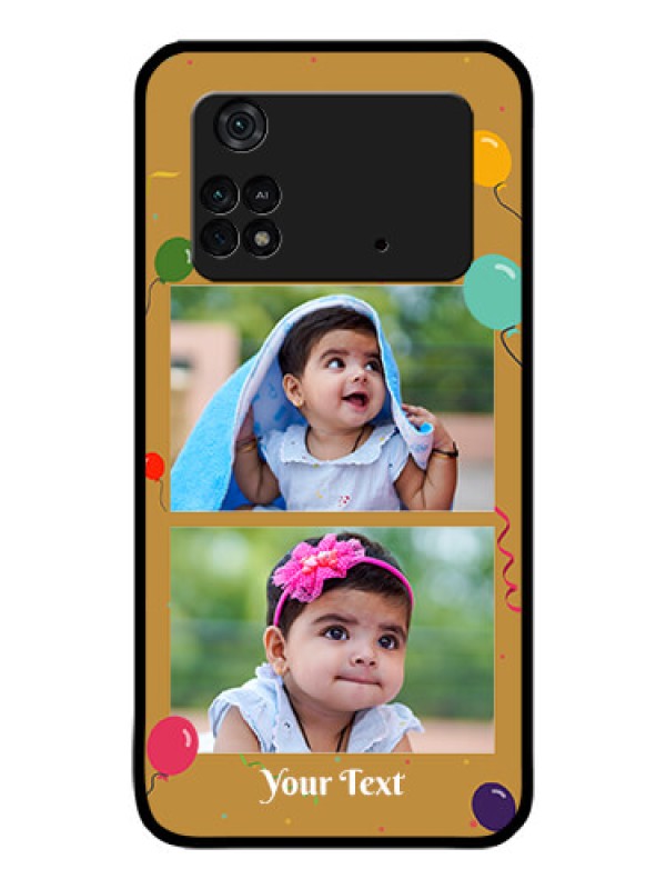 Custom Poco M4 Pro 4G Personalized Glass Phone Case - Image Holder with Birthday Celebrations Design
