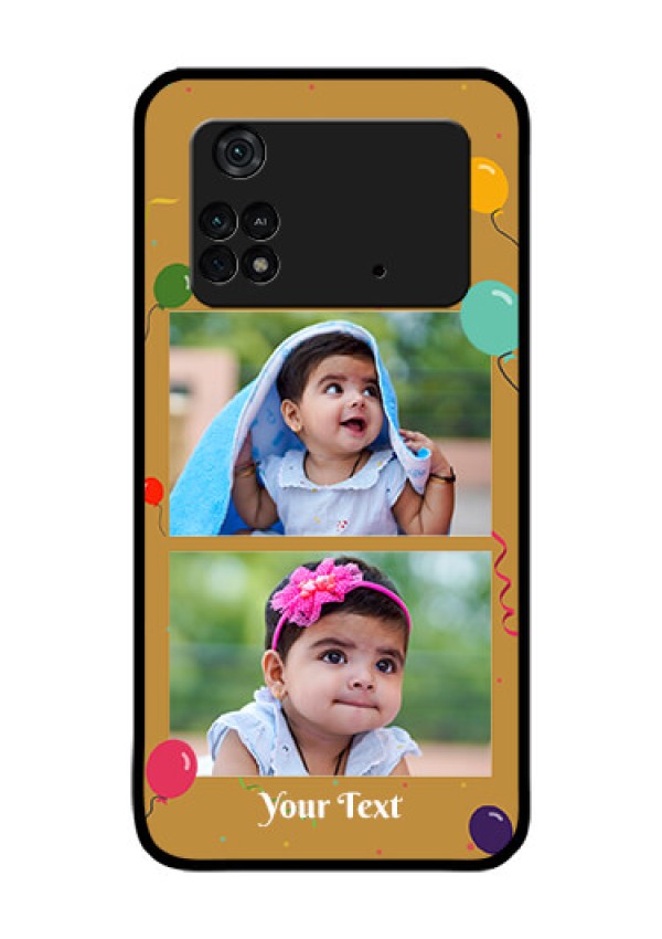 Poco M4 Pro 4G Personalized Glass Phone Case - Image Holder with Birthday Celebrations Design