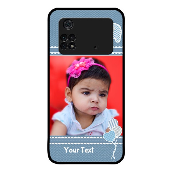 Poco M4 Pro 4G Photo Printing on Glass Case - with Kids Pattern Design Poco M4 Pro 4G Photo Printing on Glass Case - with Kids Pattern Design