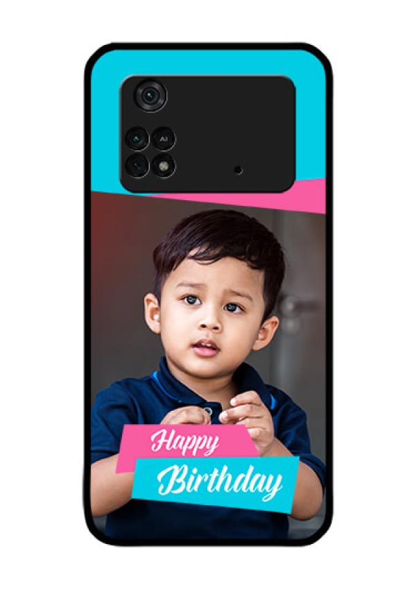 Poco M4 Pro 4G Personalized Glass Phone Case - Image Holder with 2 Color Design