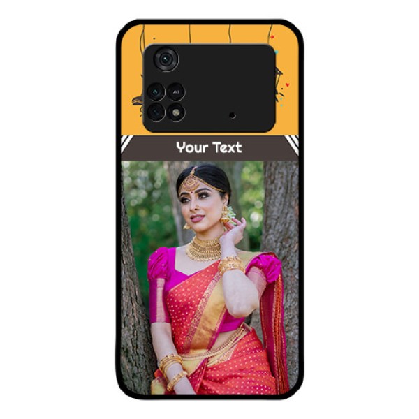 Poco M4 Pro 4G Custom Glass Mobile Case - with Family Picture and Icons Poco M4 Pro 4G Custom Glass Mobile Case - with Family Picture and Icons