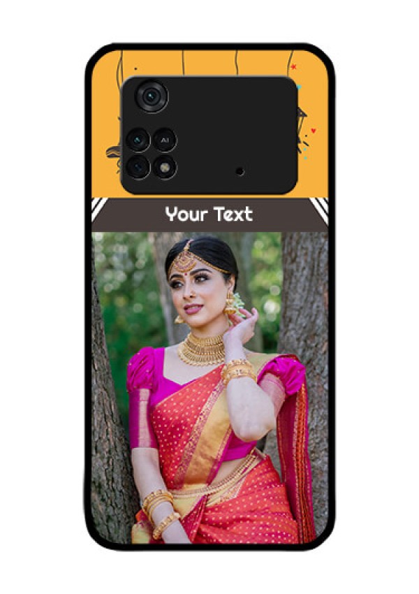 Poco M4 Pro 4G Custom Glass Mobile Case - with Family Picture and Icons