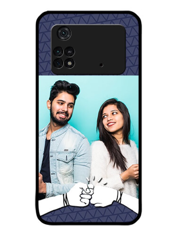 Custom Poco M4 Pro 4G Photo Printing on Glass Case - with Best Friends Design