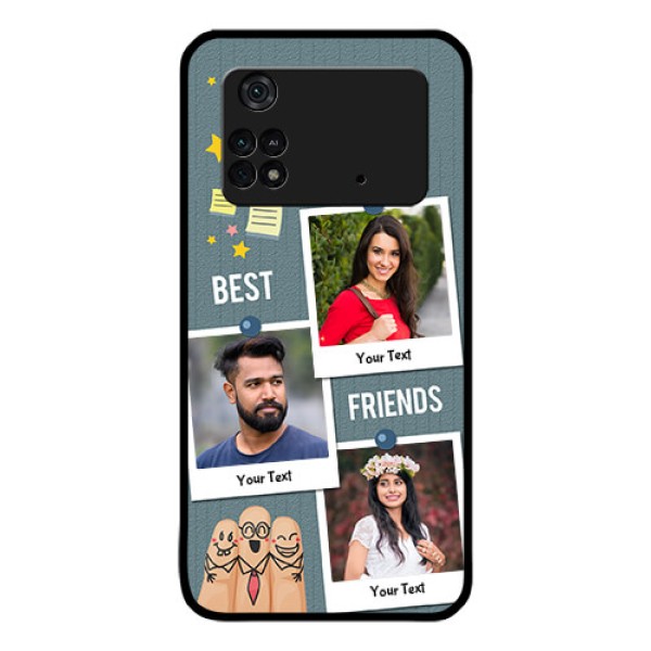 Poco M4 Pro 4G Personalized Glass Phone Case - Sticky Frames and Friendship Design Poco M4 Pro 4G Personalized Glass Phone Case - Sticky Frames and Friendship Design