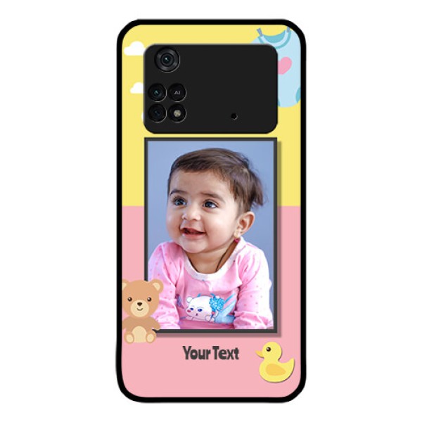 Poco M4 Pro 4G Photo Printing on Glass Case - Kids 2 Color Design