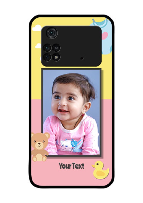 Poco M4 Pro 4G Photo Printing on Glass Case - Kids 2 Color Design