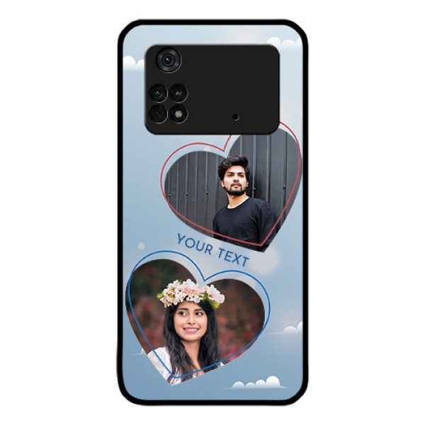 Poco M4 Pro 4G Custom Glass Mobile Case - Blue Color Couple Design