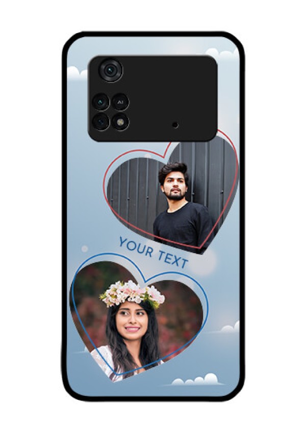 Poco M4 Pro 4G Custom Glass Mobile Case - Blue Color Couple Design