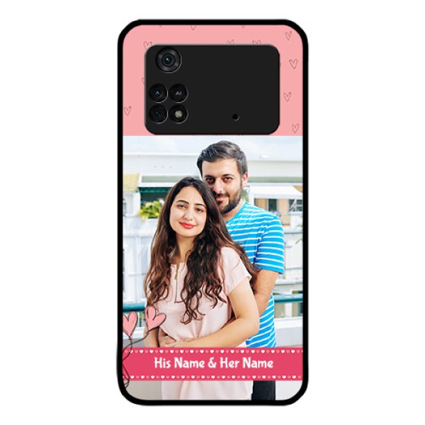 Poco M4 Pro 4G Personalized Glass Phone Case - Love Design Peach Color
