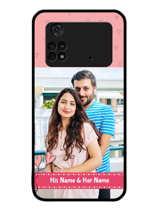Custom Poco M4 Pro 4G Personalized Glass Phone Case - Love Design Peach Color
