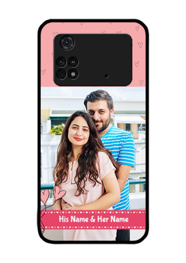 Poco M4 Pro 4G Personalized Glass Phone Case - Love Design Peach Color