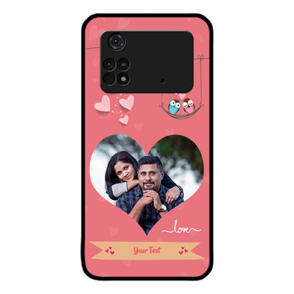 Poco M4 Pro 4G Personalized Glass Phone Case - Peach Color Love Design Poco M4 Pro 4G Personalized Glass Phone Case - Peach Color Love Design