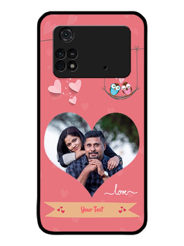 Custom Poco M4 Pro 4G Personalized Glass Phone Case - Peach Color Love Design
