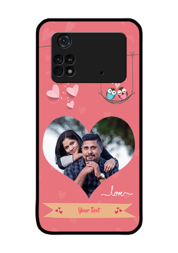 Poco M4 Pro 4G Personalized Glass Phone Case - Peach Color Love Design