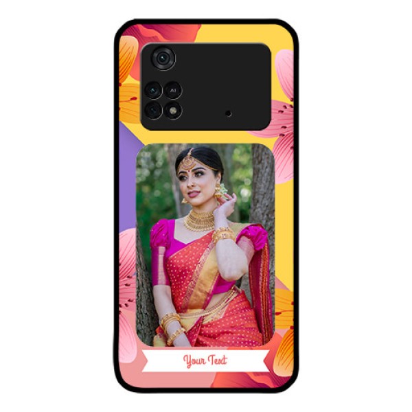 Poco M4 Pro 4G Custom Glass Mobile Case - 3 Image With Vintage Floral Design Poco M4 Pro 4G Custom Glass Mobile Case - 3 Image With Vintage Floral Design