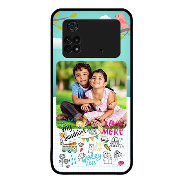 Poco M4 Pro 4G Photo Printing on Glass Case - Doodle love Design