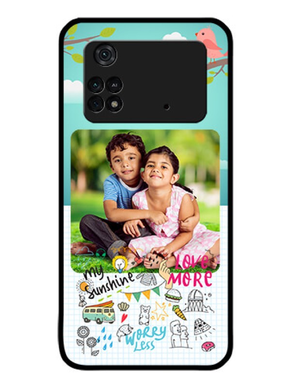 Custom Poco M4 Pro 4G Photo Printing on Glass Case - Doodle love Design