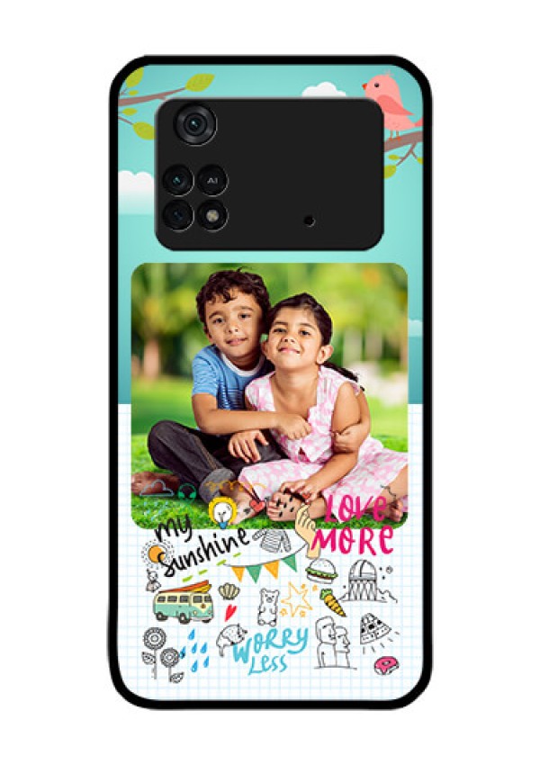 Poco M4 Pro 4G Photo Printing on Glass Case - Doodle love Design