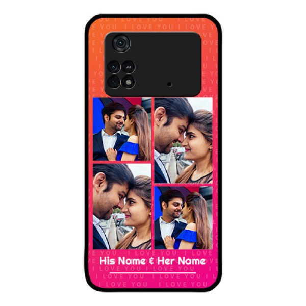 Poco M4 Pro 4G Custom Glass Phone Case - I Love You Pink Design