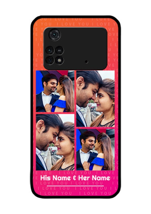 Poco M4 Pro 4G Custom Glass Phone Case - I Love You Pink Design