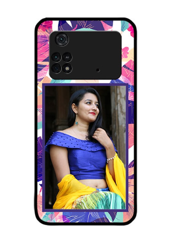 Poco M4 Pro 4G Custom Glass Mobile Case - Abstract Floral Design