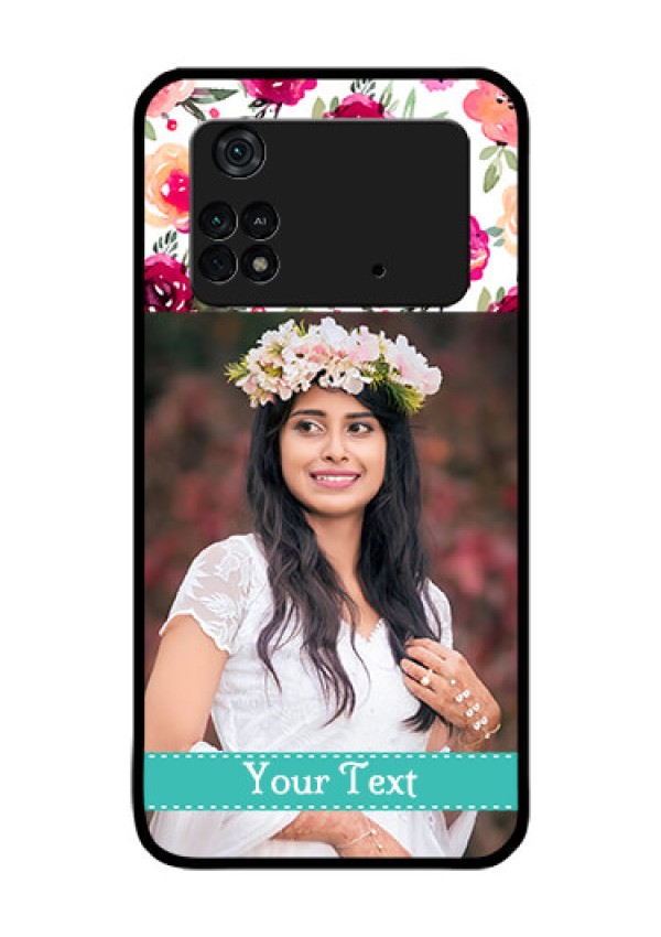 Poco M4 Pro 4G Custom Glass Phone Case - Watercolor Floral Design