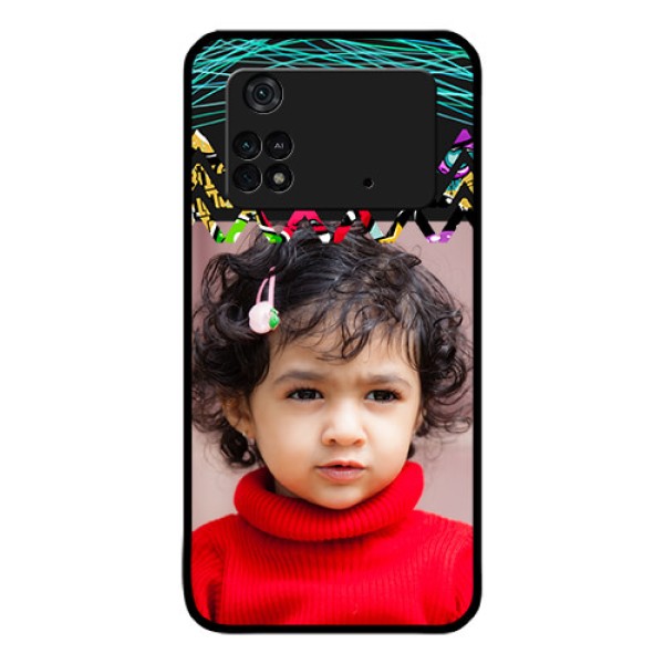 Poco M4 Pro 4G Personalized Glass Phone Case - Neon Abstract Design