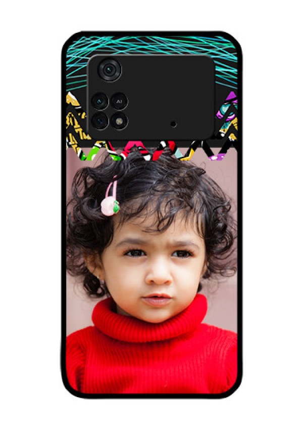 Poco M4 Pro 4G Personalized Glass Phone Case - Neon Abstract Design