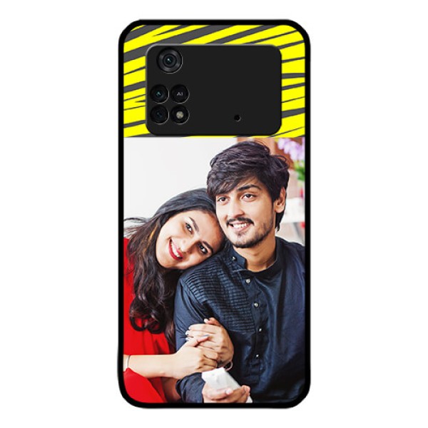 Poco M4 Pro 4G Photo Printing on Glass Case - Yellow Abstract Design