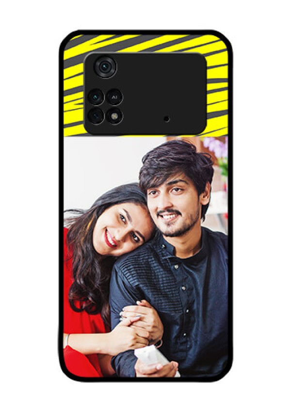 Poco M4 Pro 4G Photo Printing on Glass Case - Yellow Abstract Design