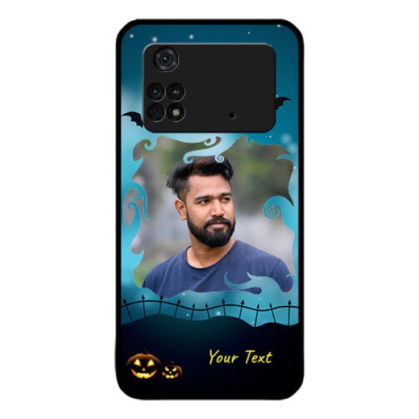 Poco M4 Pro 4G Custom Glass Phone Case - Halloween frame design