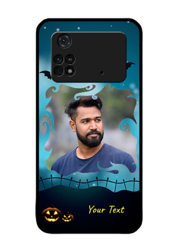 Poco M4 Pro 4G Custom Glass Phone Case - Halloween frame design