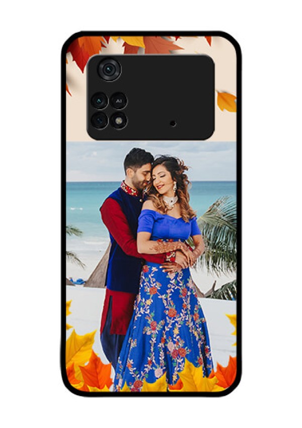 Poco M4 Pro 4G Photo Printing on Glass Case - Autumn Maple Leaves Design