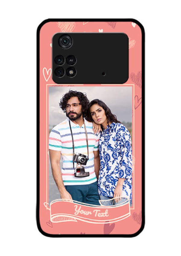 Poco M4 Pro 4G Custom Glass Phone Case - Love doodle art Design