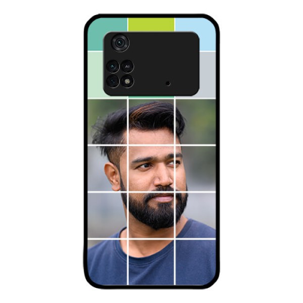 Poco M4 Pro 4G Photo Printing on Glass Case - with white box pattern