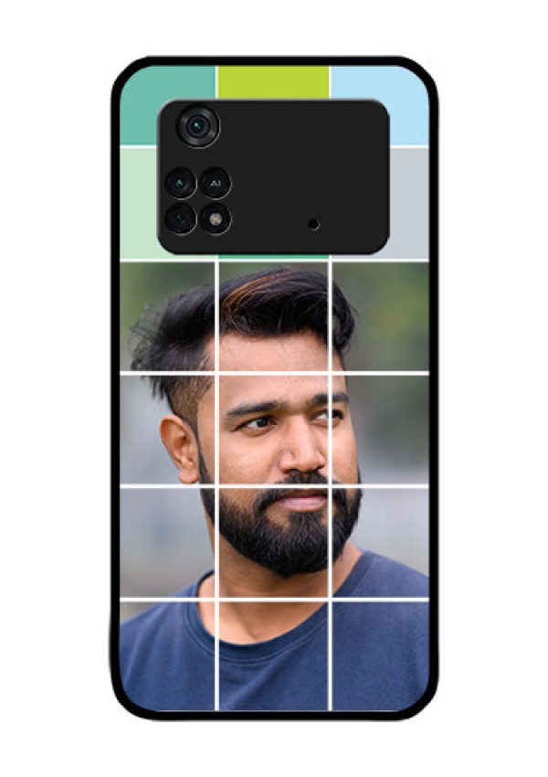 Poco M4 Pro 4G Photo Printing on Glass Case - with white box pattern