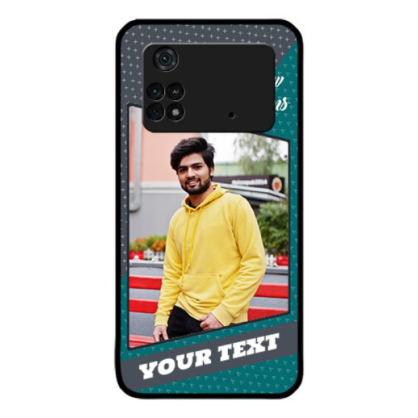 Poco M4 Pro 4G Personalized Glass Phone Case - Background Pattern Design with Quote