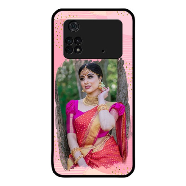 Poco M4 Pro 4G Personalized Glass Phone Case - Gold Glitter Splash Design Poco M4 Pro 4G Personalized Glass Phone Case - Gold Glitter Splash Design