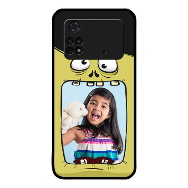 Poco M4 Pro 4G Personalized Glass Phone Case - Cartoon monster back case Design Poco M4 Pro 4G Personalized Glass Phone Case - Cartoon monster back case Design
