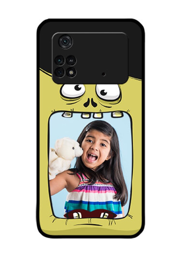 Poco M4 Pro 4G Personalized Glass Phone Case - Cartoon monster back case Design