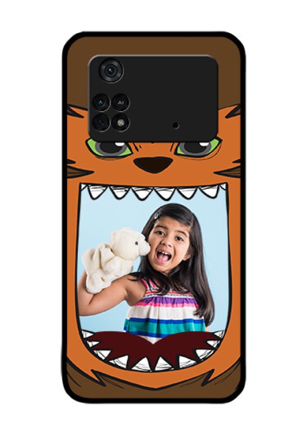 Poco M4 Pro 4G Photo Printing on Glass Case - Owl Monster Back Case Design