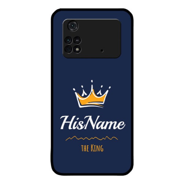 Poco M4 Pro 4G Glass Phone Case King with Name