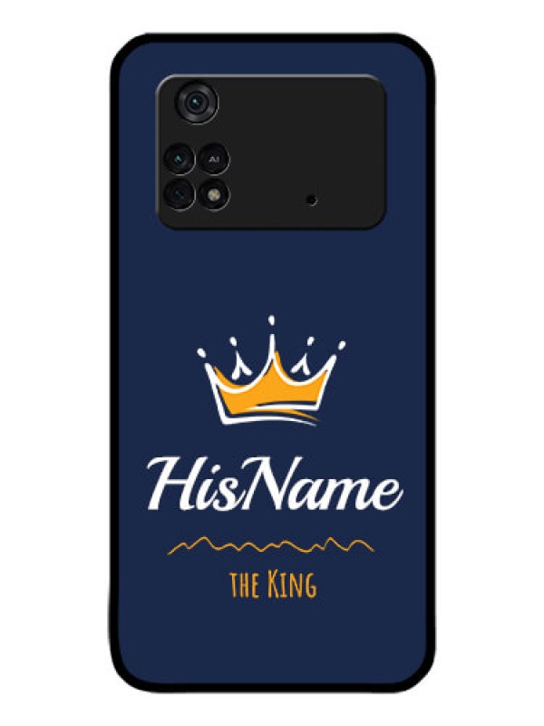 Custom Poco M4 Pro 4G Glass Phone Case King with Name