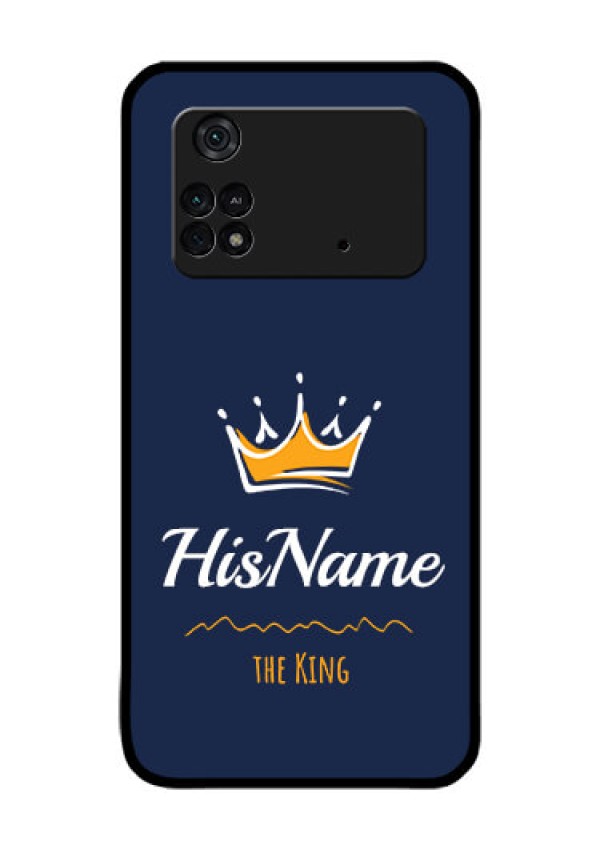 Poco M4 Pro 4G Glass Phone Case King with Name