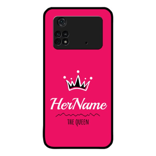 Poco M4 Pro 4G Glass Phone Case Queen with Name Poco M4 Pro 4G Glass Phone Case Queen with Name