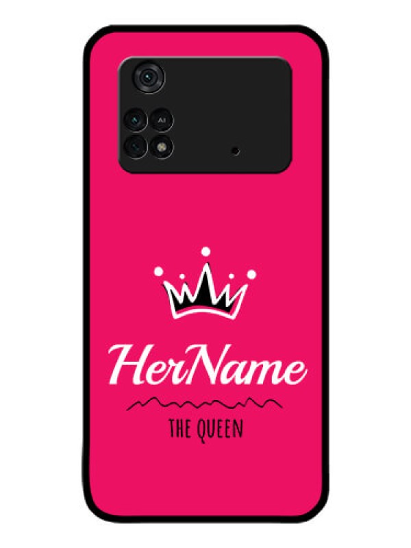 Custom Poco M4 Pro 4G Glass Phone Case Queen with Name