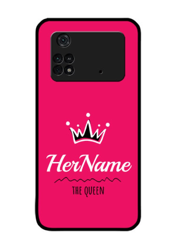 Poco M4 Pro 4G Glass Phone Case Queen with Name