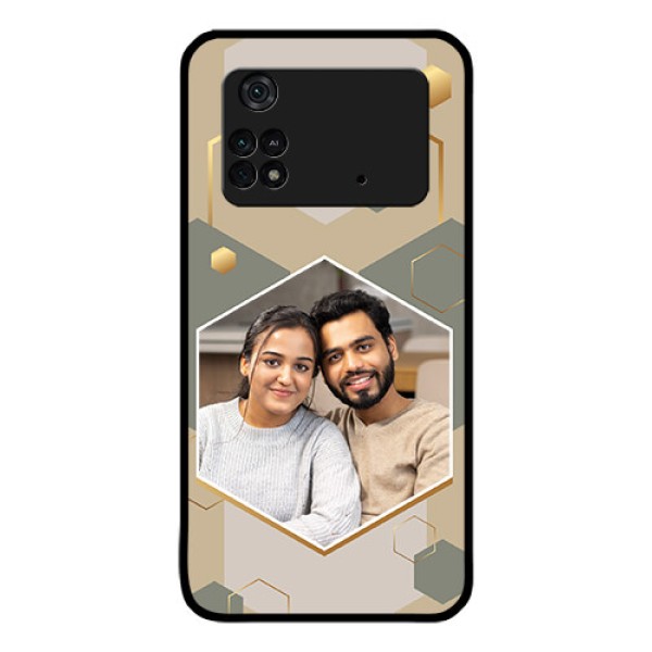Poco M4 Pro 4G Photo Printing on Glass Case - Stylish Hexagon Pattern Design Poco M4 Pro 4G Photo Printing on Glass Case - Stylish Hexagon Pattern Design