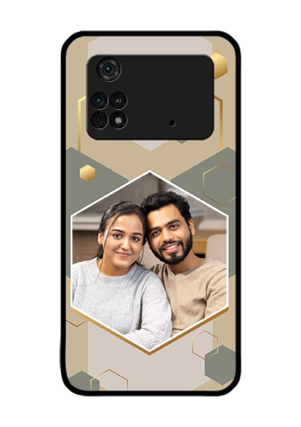 Poco M4 Pro 4G Photo Printing on Glass Case - Stylish Hexagon Pattern Design
